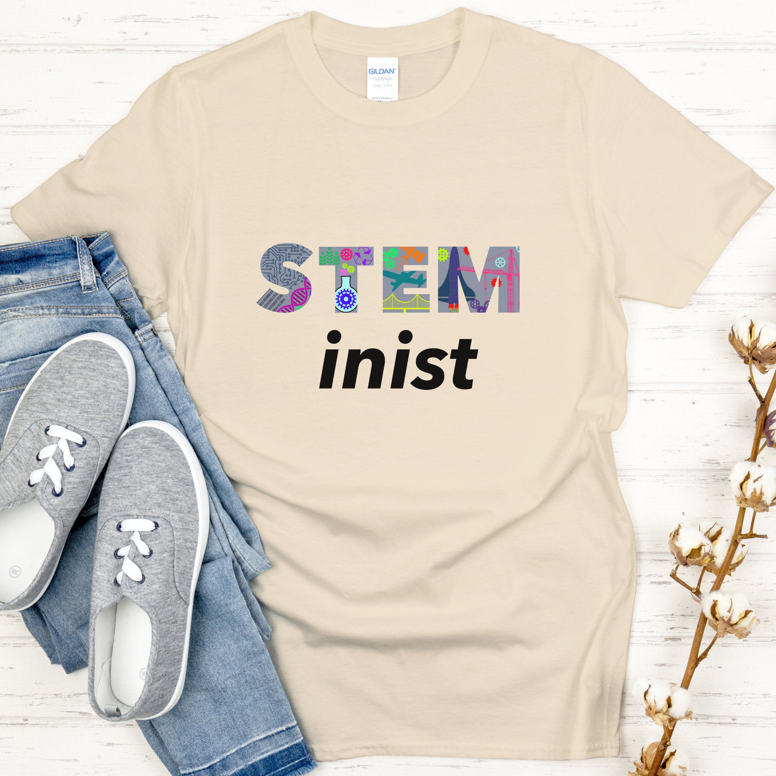 Graphic STEMinist T-shirt. Women in STEM Science, Engineering, Technology and Math Top