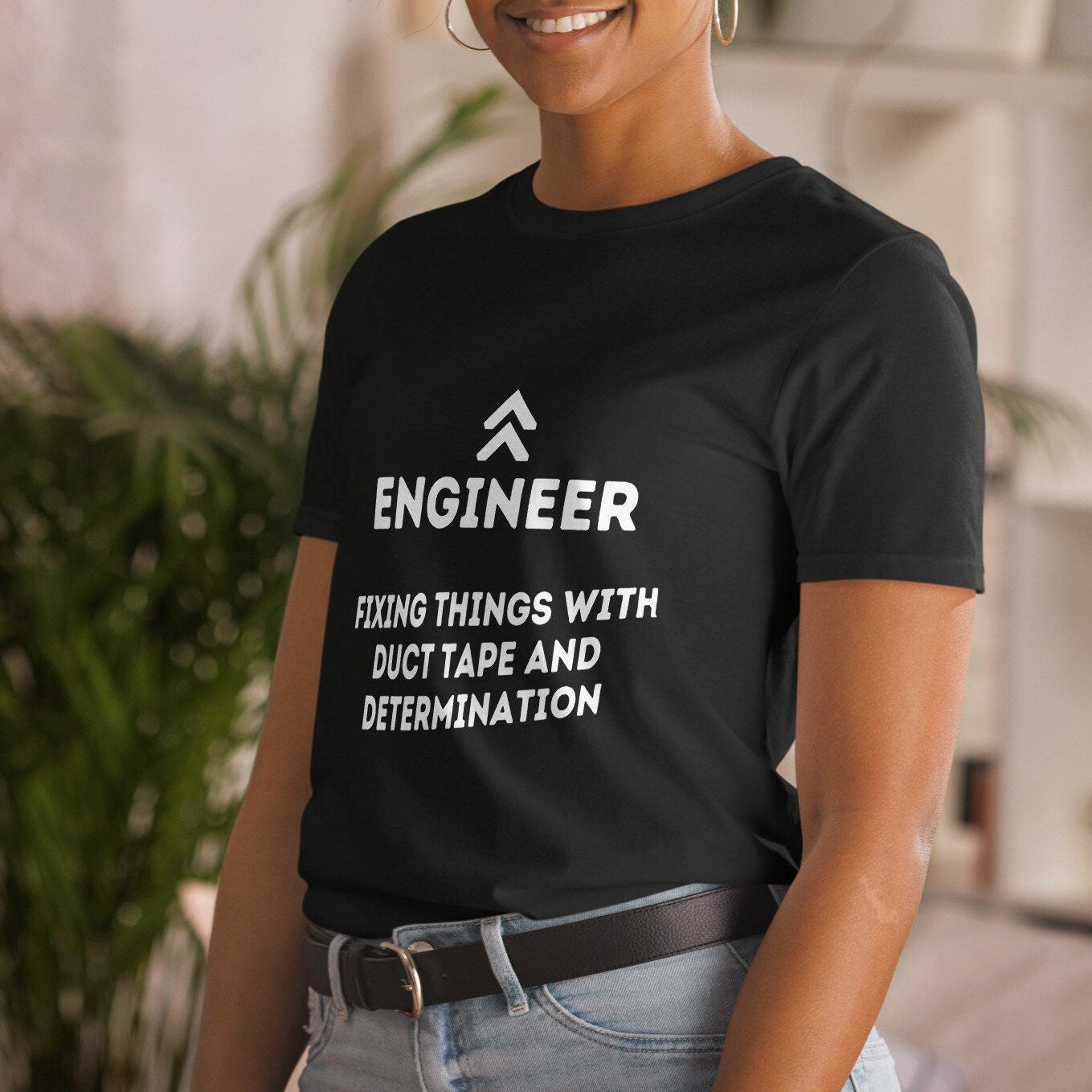 Engineering Fixing Things with Duct Tape and Determination T-shirt. Funny Engineer Top.