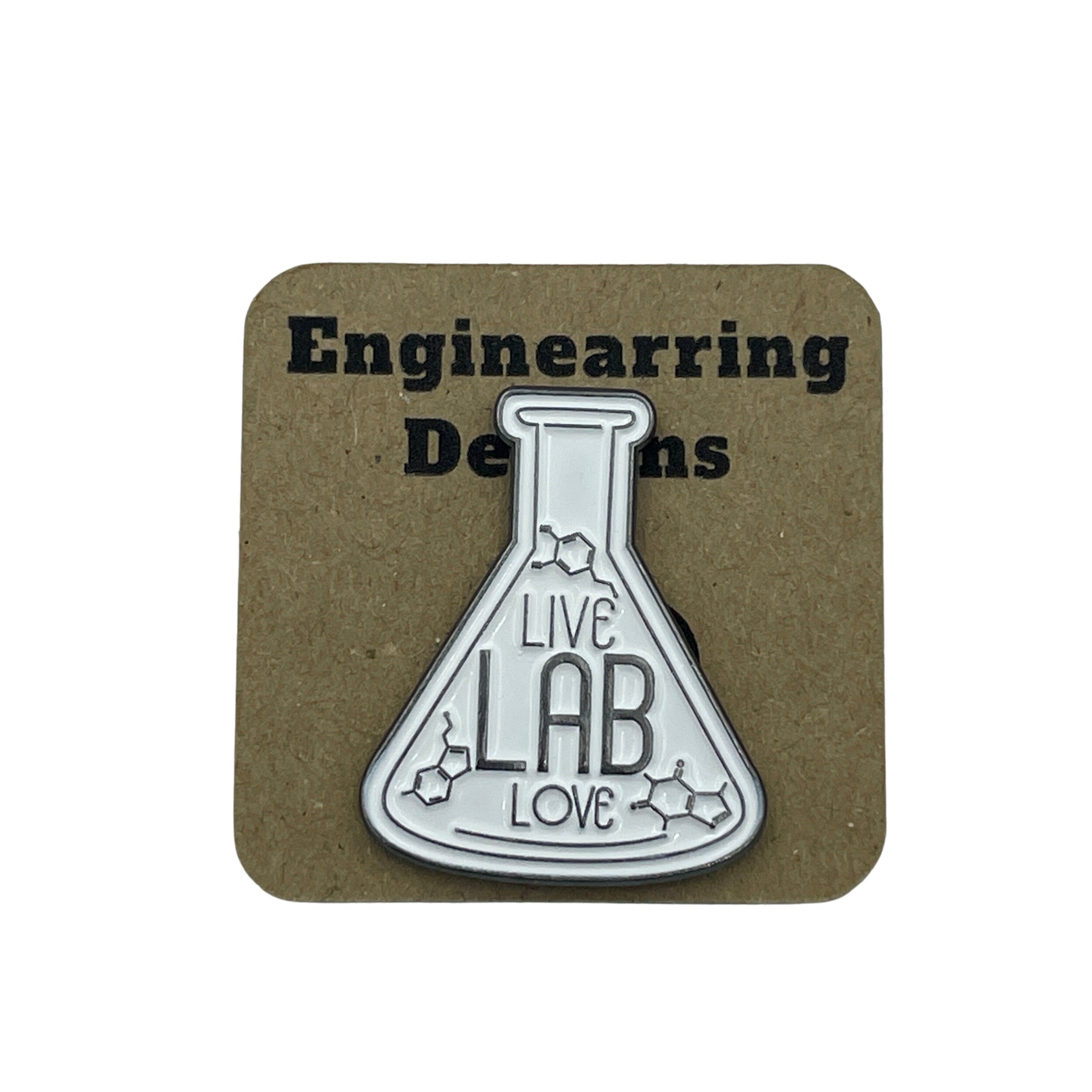 Science Enamel Pin. Live, Lab, Love Badge