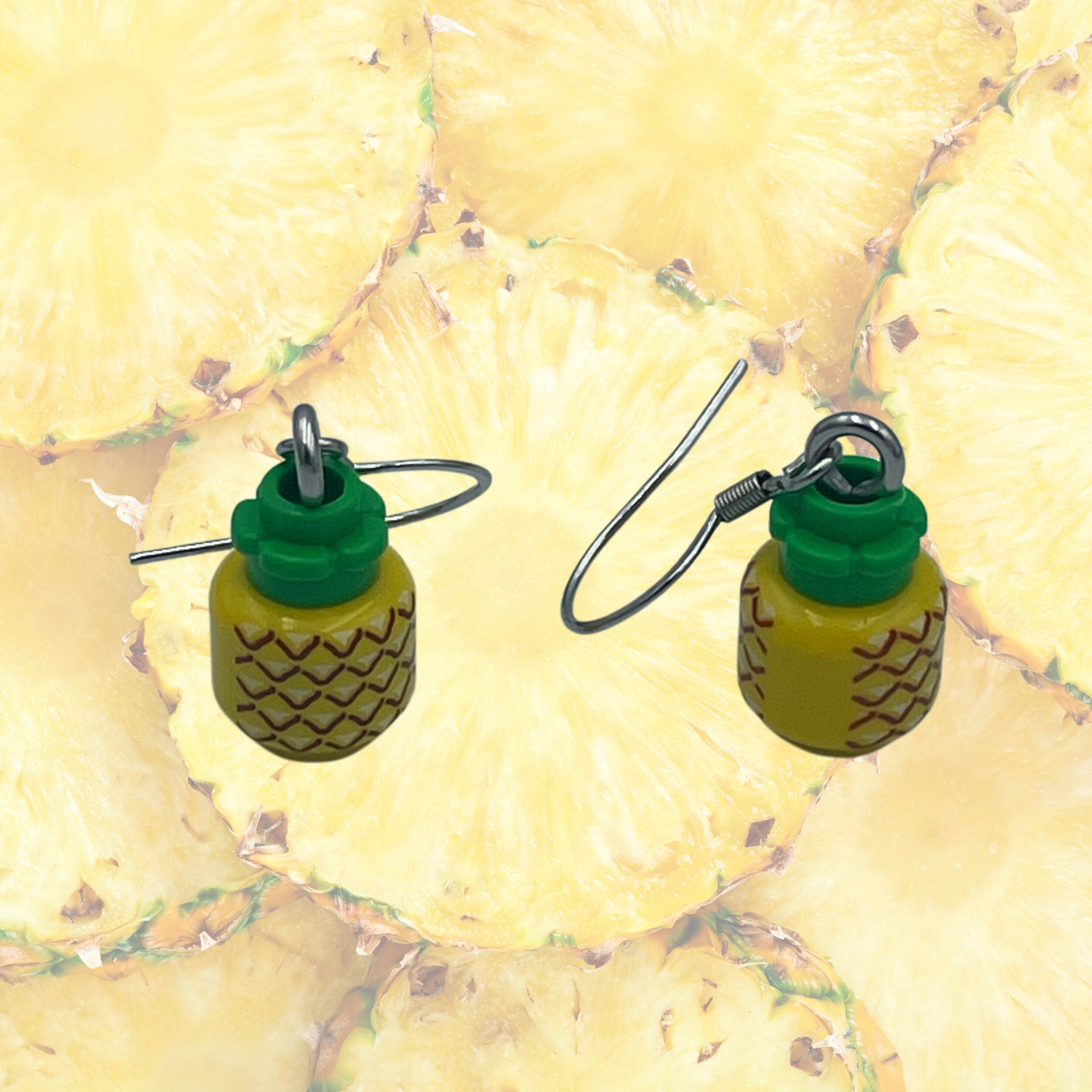 Pineapple Earrings made with upcycled LEGO®