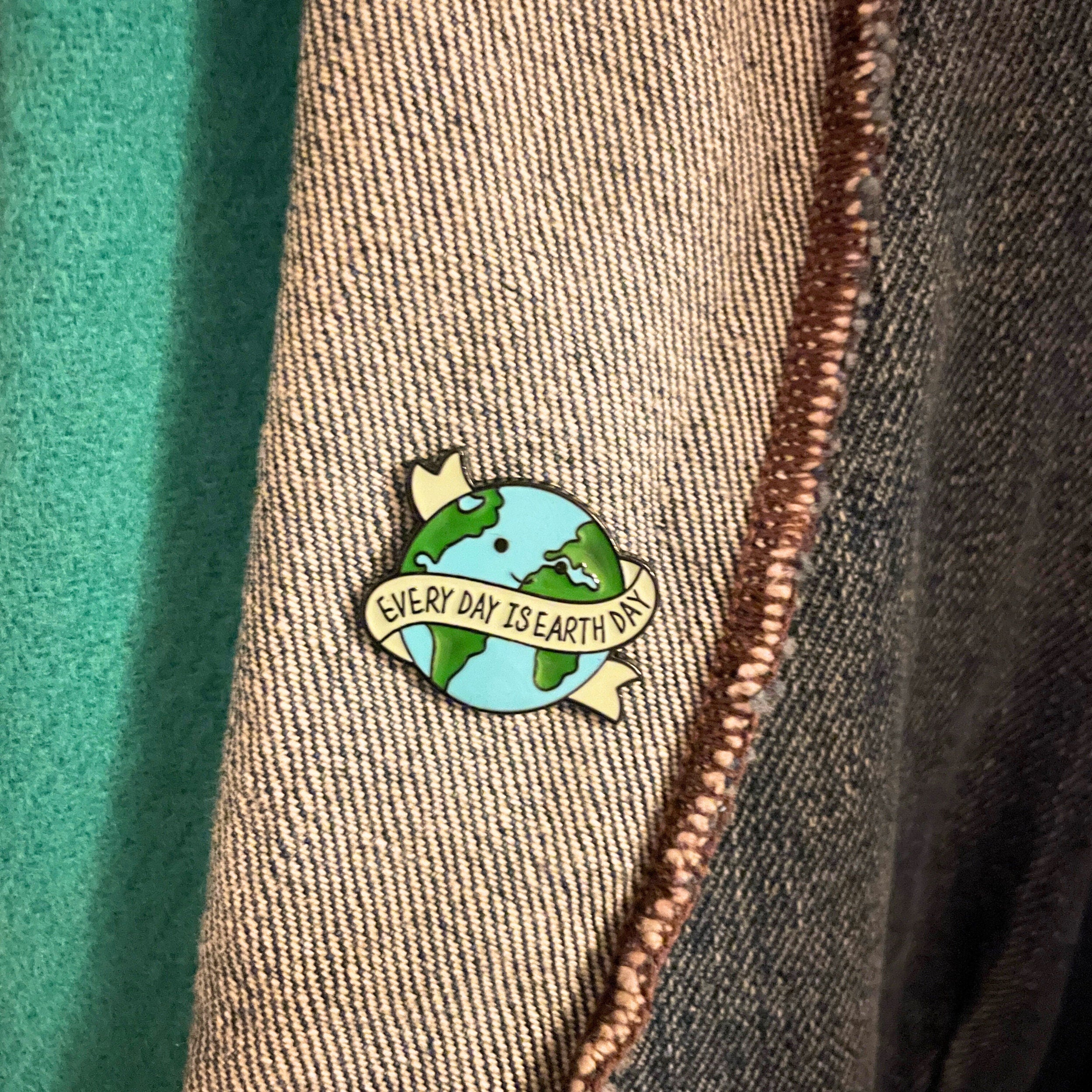 Everyday is Earth Day Enamel Pin. Environmental Sustainability Kawaii Badge