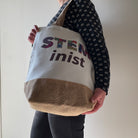 Personalised STEMinist Ethically Produced Thick Woven Jute Tote Bag