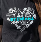 Graphic STEMinist Heart T-shirt. Women in STEM Science, Engineering, Tech and Math