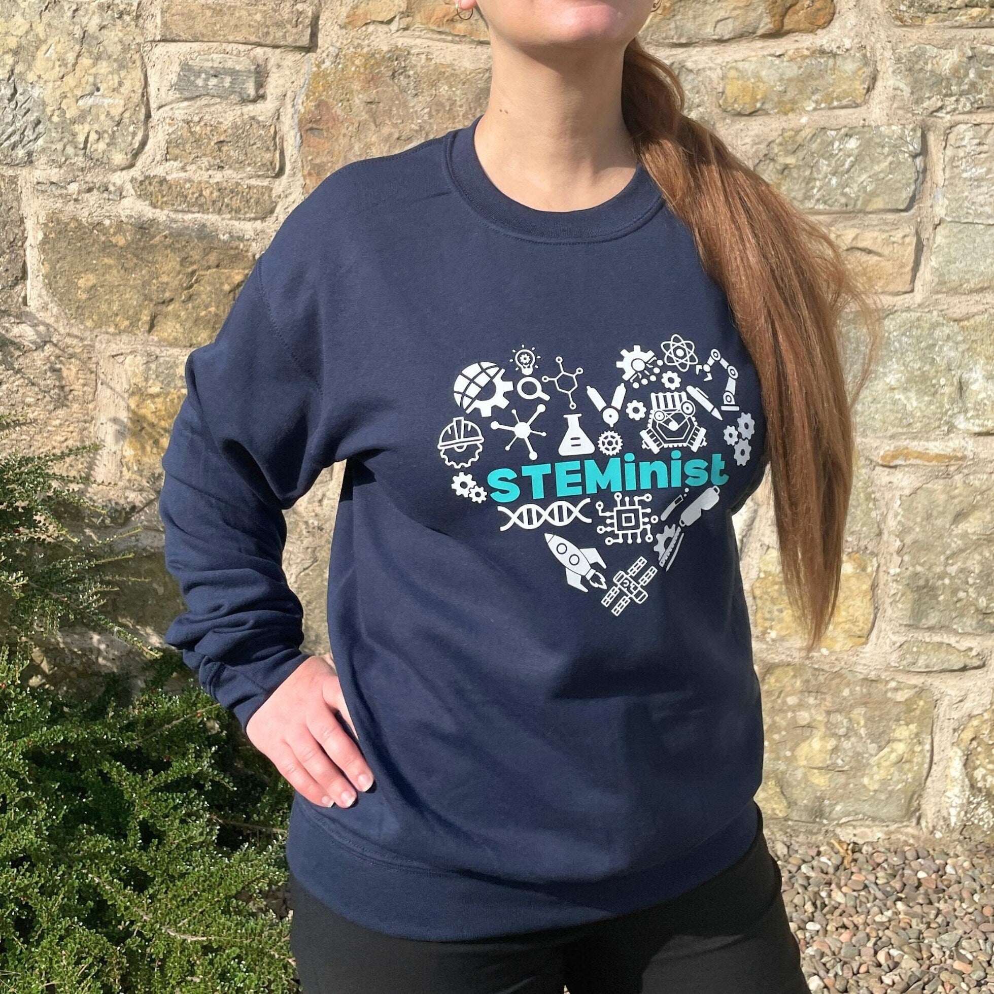 STEMinist Heart Sweatshirt. Women in STEM Science, Engineering, Technology & Math Top