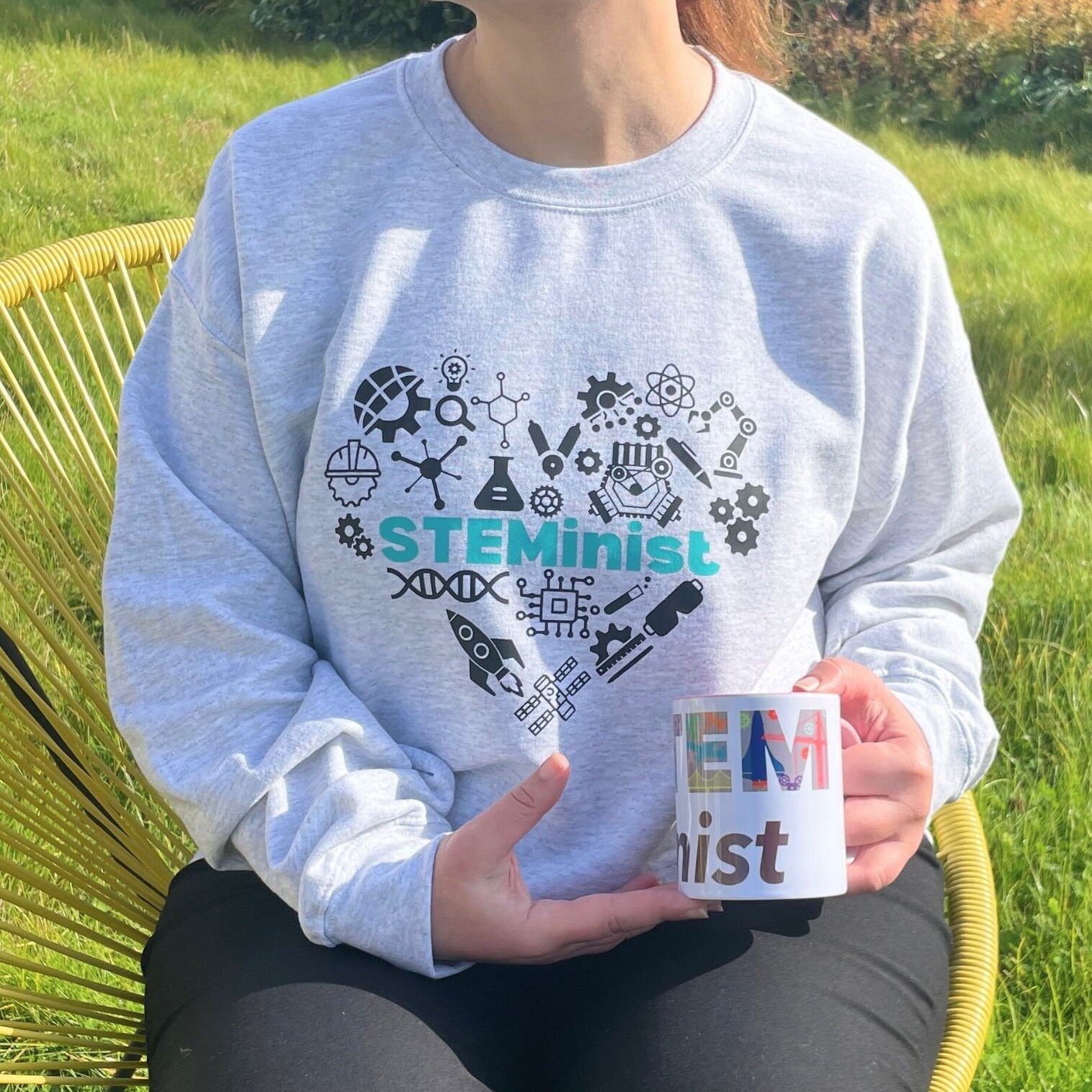 STEMinist Heart Sweatshirt. Women in STEM Science, Engineering, Technology & Math Top