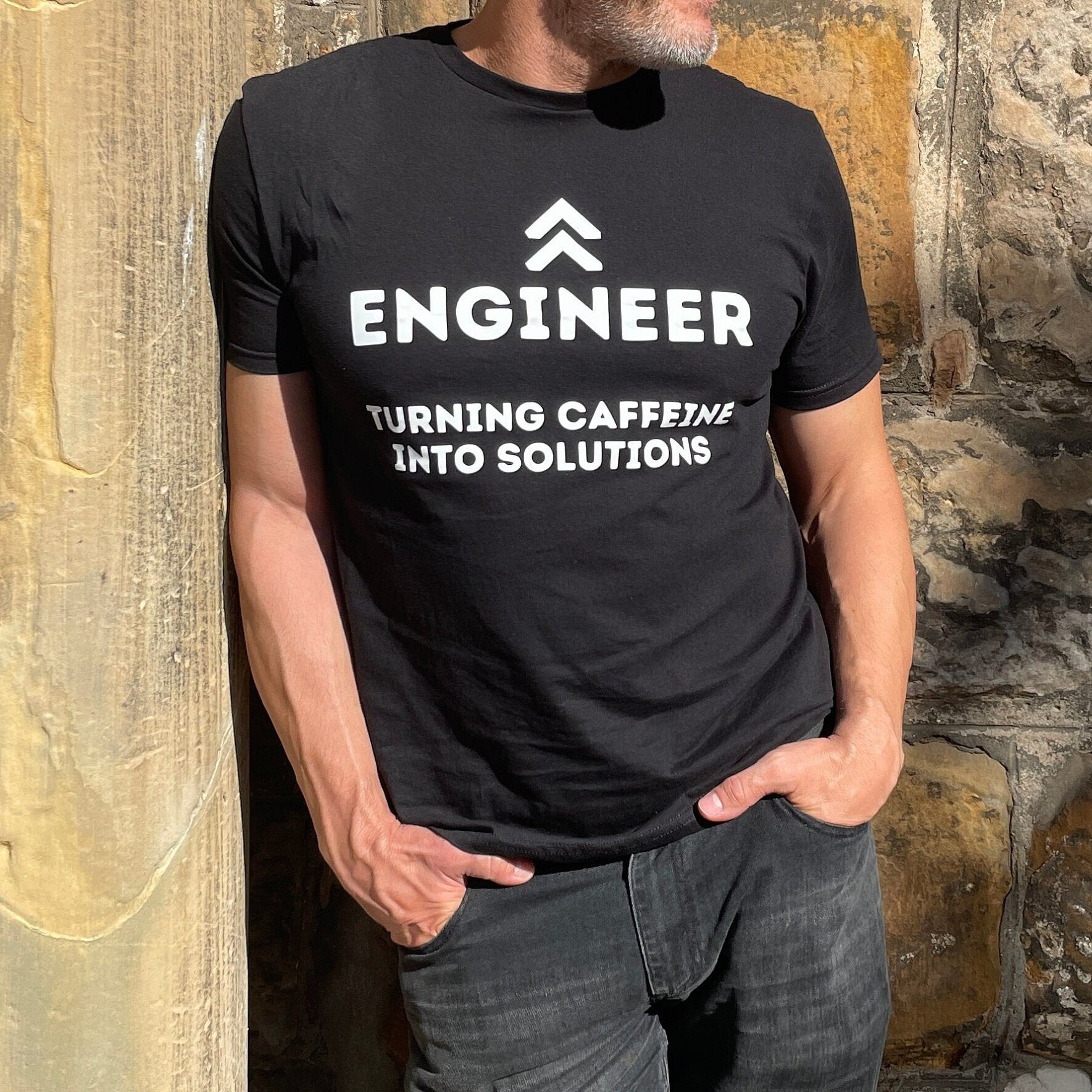 Engineering Turning Caffeine into Solutions T-shirt. Coffee Funny Engineer Top