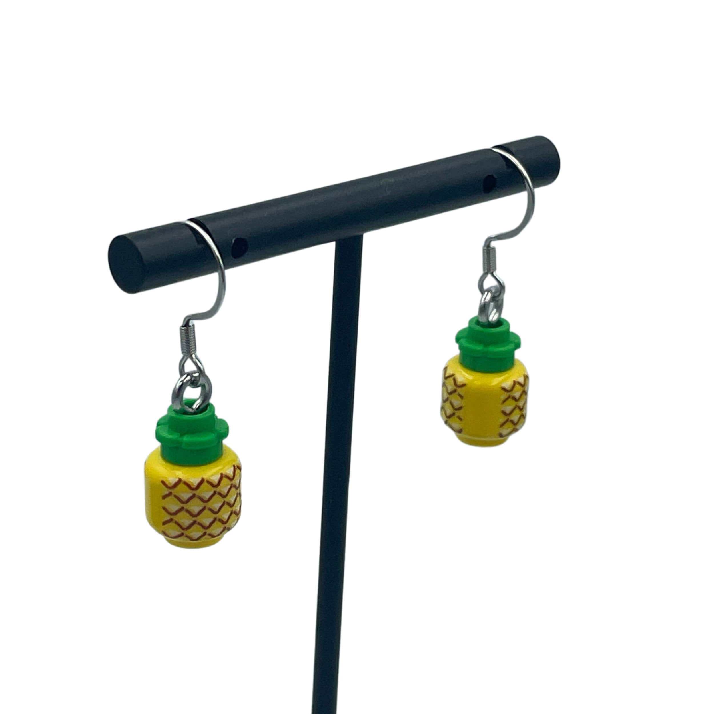 Pineapple Earrings made with upcycled LEGO®