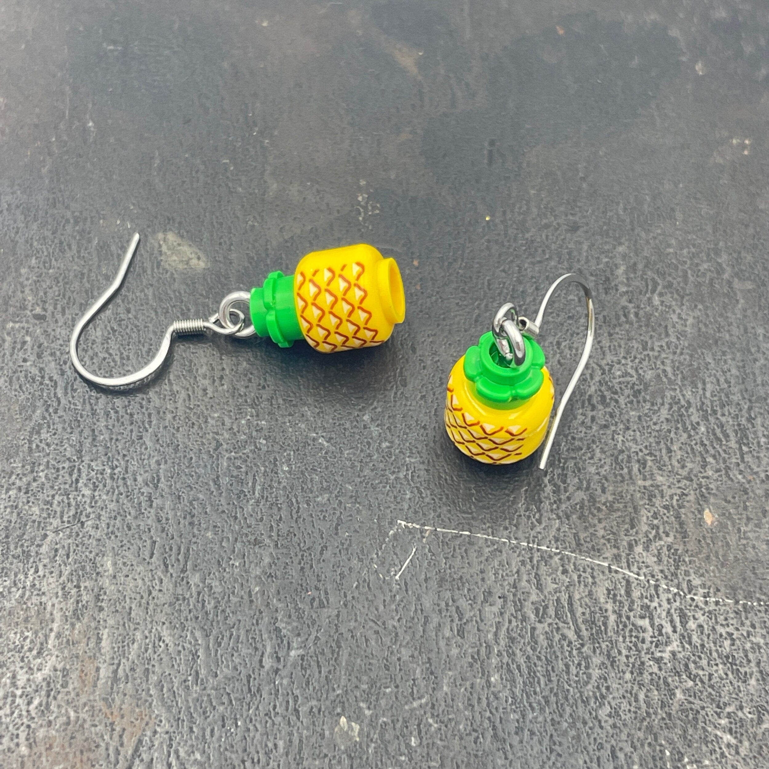 Pineapple Earrings made with upcycled LEGO®