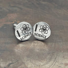 Engraved Science Cufflinks. Stainless Steel I Love Science Atom cuff links