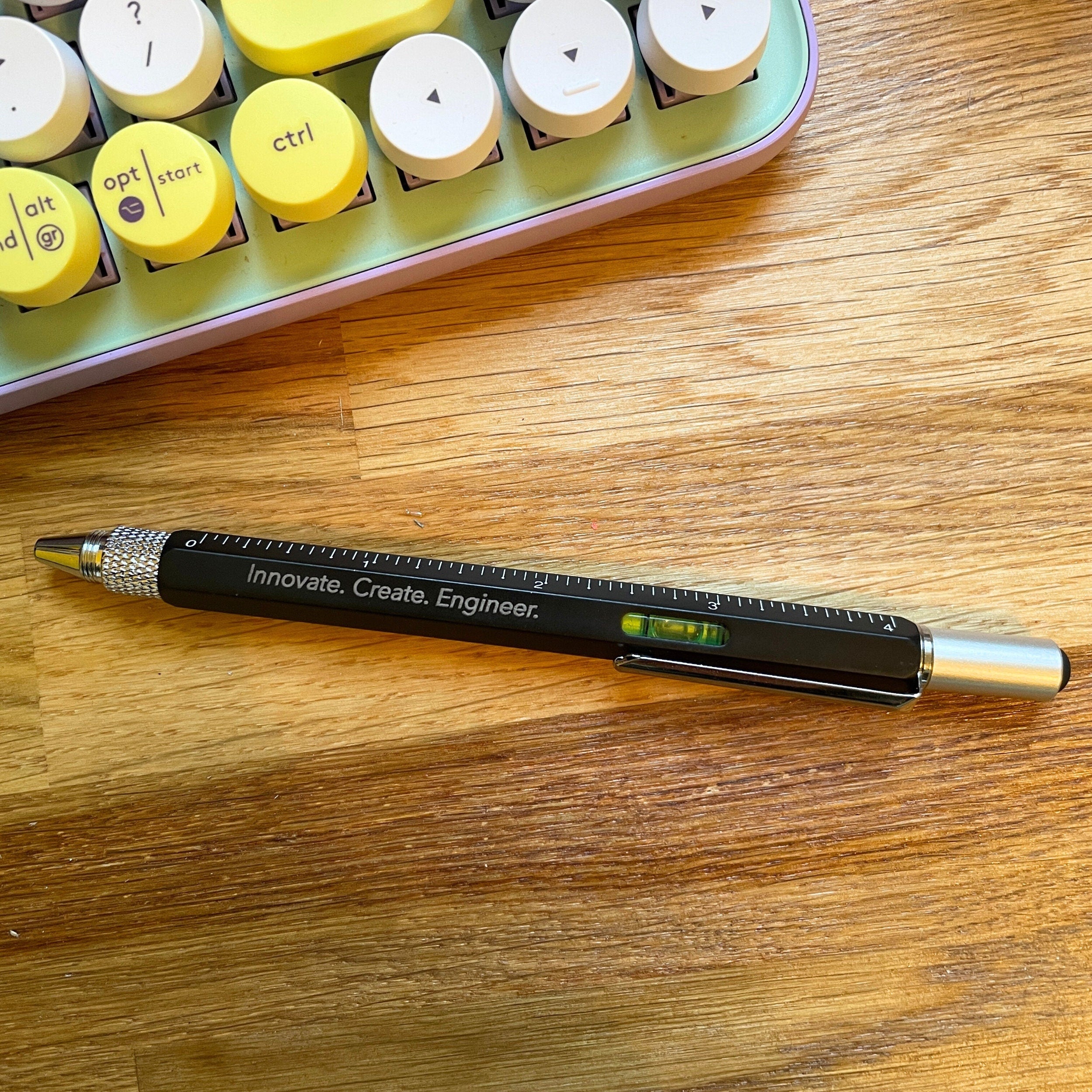 Personalised Multifunction Tool Pen. Custom Name & Message Engineer Gift Black