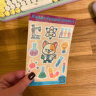 Kawaii Holographic Science Sticker Sheet. Cute Scientist decals