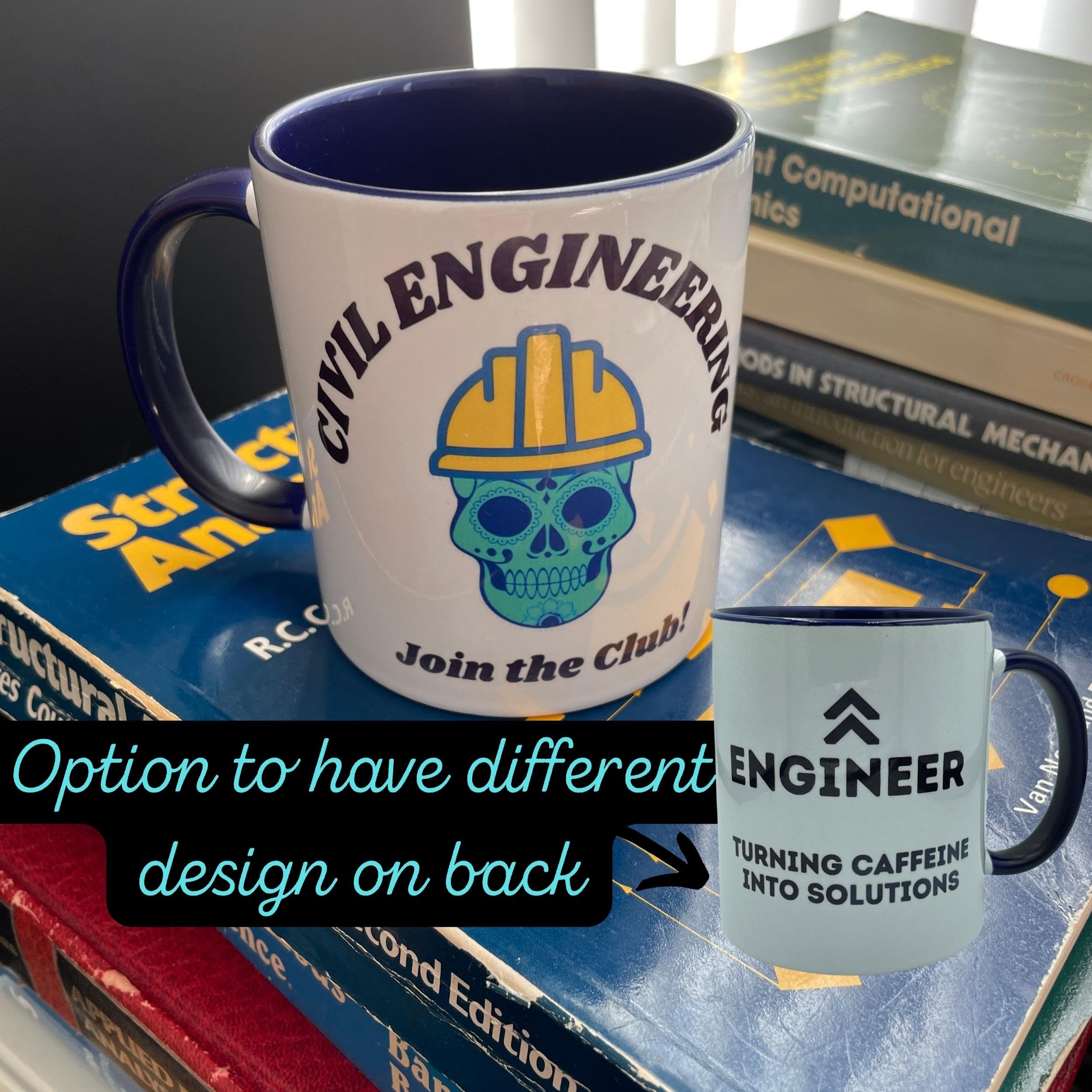 Join the Civil Engineering Club - Funny Engineer Mug with Colour Handle Dark Blue