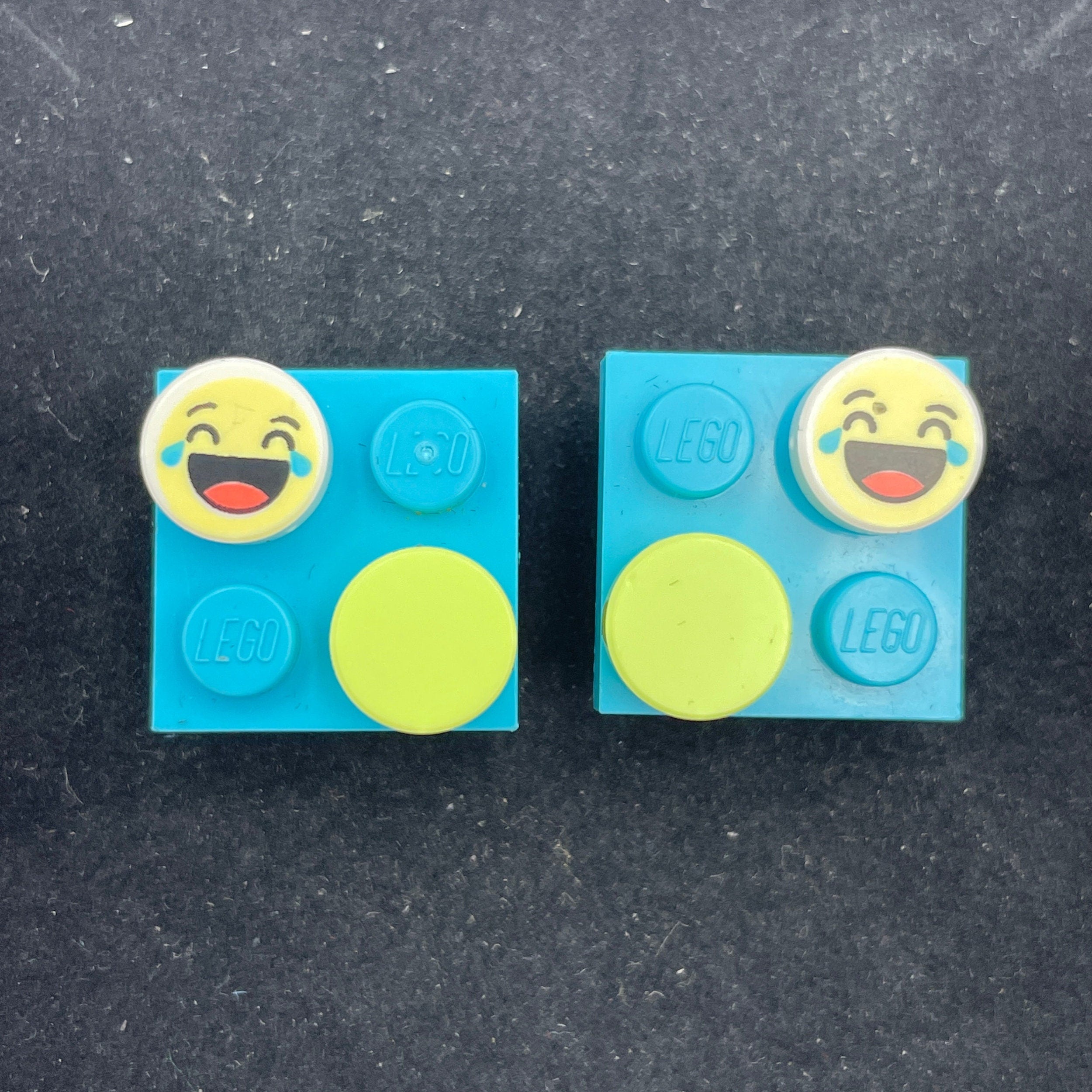 Upcycled Cufflinks made with upcycled LEGO®. Geeky Fun gift you can personalise Light Blue