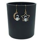 Cute Kawaii Star and Moon Astronaut Space Earrings