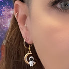 Astronaut sitting on a Moon Space Earrings