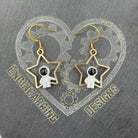 Science Space Astronaut sitting on a Star Earrings. Stargazer, Engineer or Science gift.