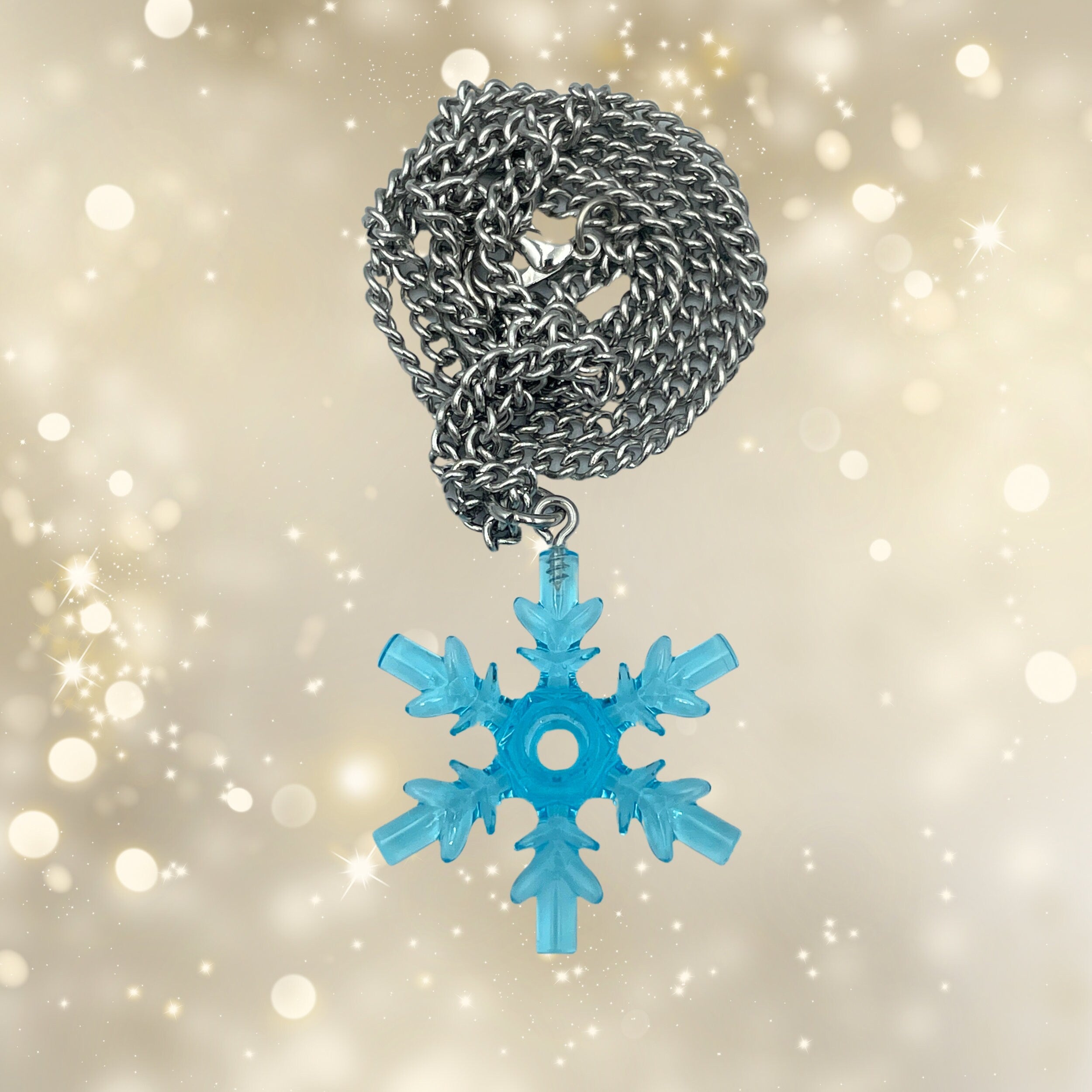 Snowflake necklace made with upcycled LEGO® on Curb Chain