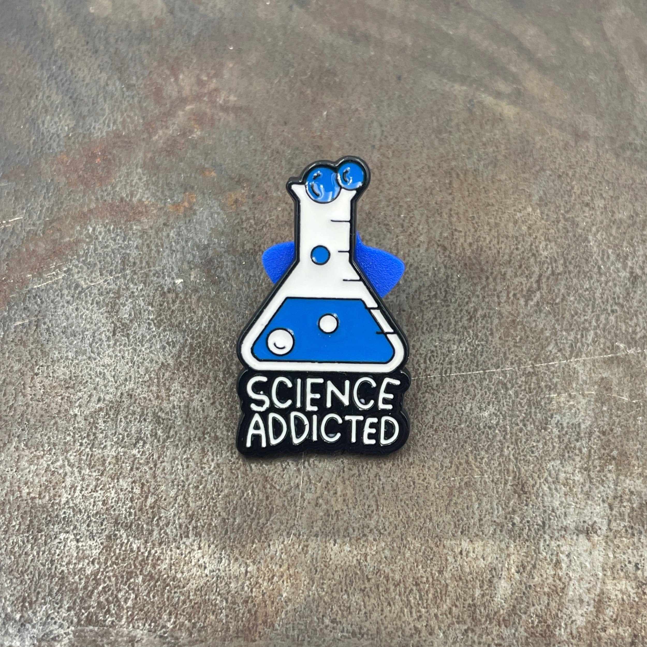 Blue Science Addicted Enamel Pin Badge