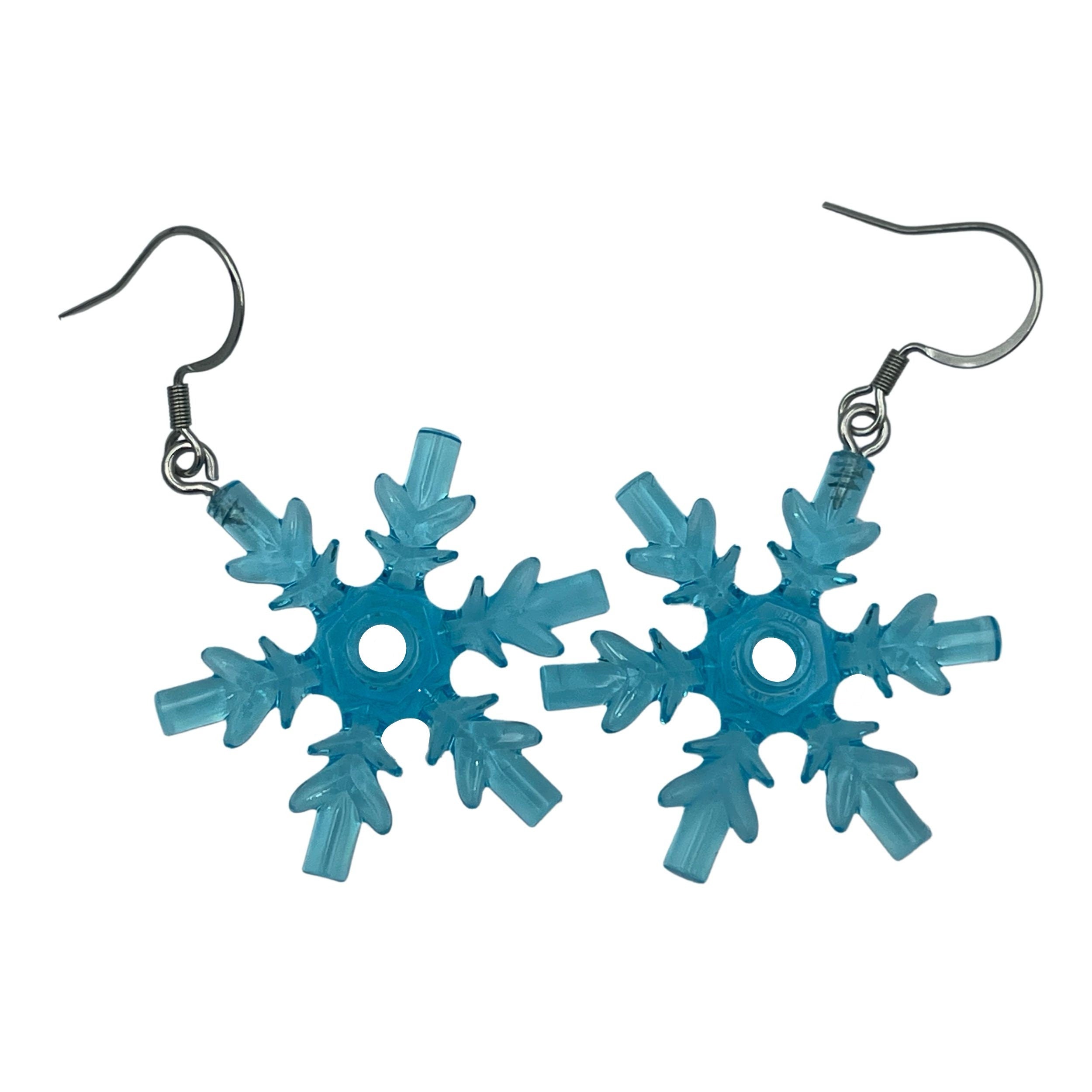 Snowflake Earrings made with upcycled LEGO®