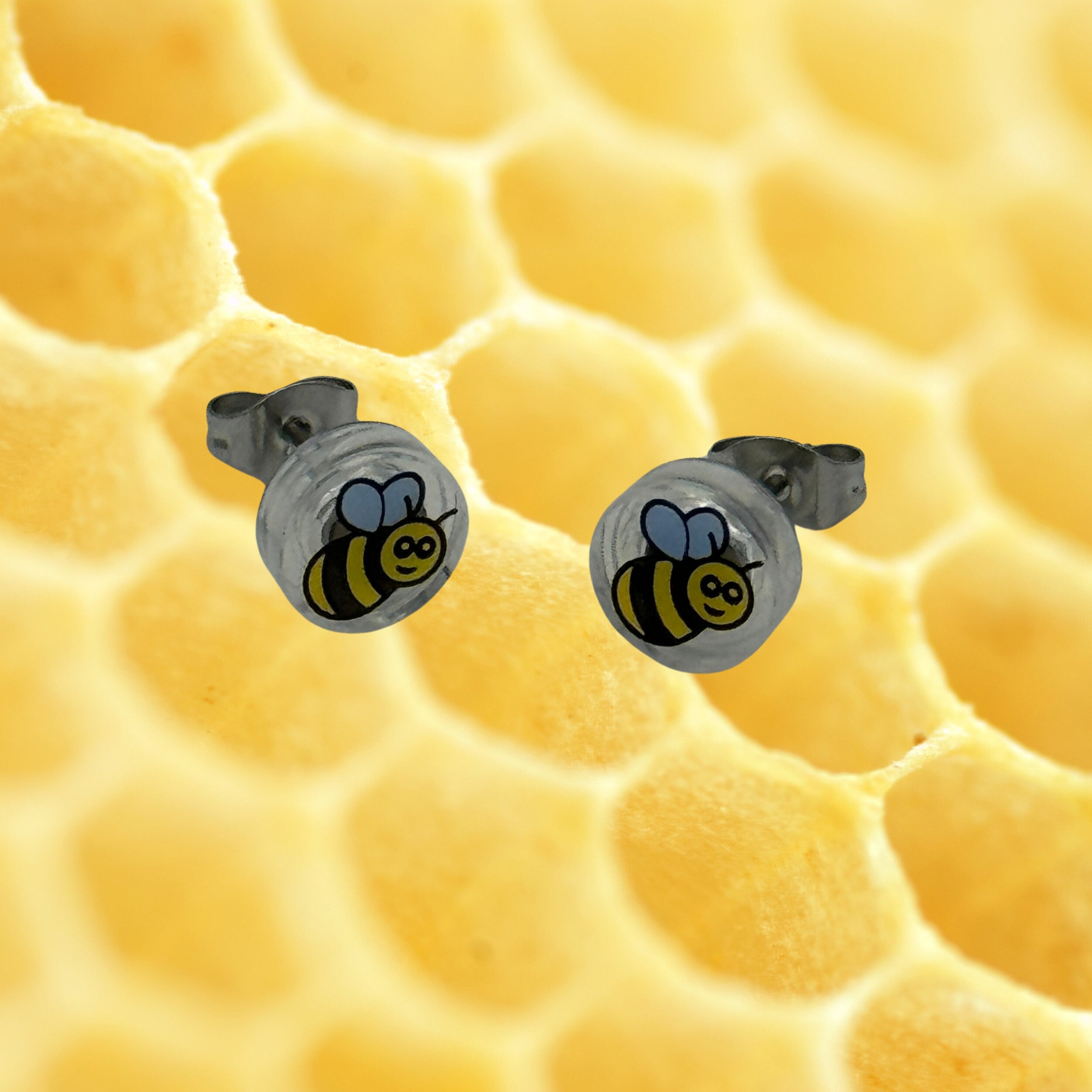 Bee Stud Earrings Made with upcycled LEGO®