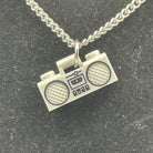 Grey Boombox Pendant on Silver Chain Necklace made with upcycled LEGO®