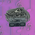 Grey Boombox Pendant on Silver Chain Necklace made with upcycled LEGO®