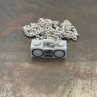 Grey Boombox Pendant on Silver Chain Necklace made with upcycled LEGO®